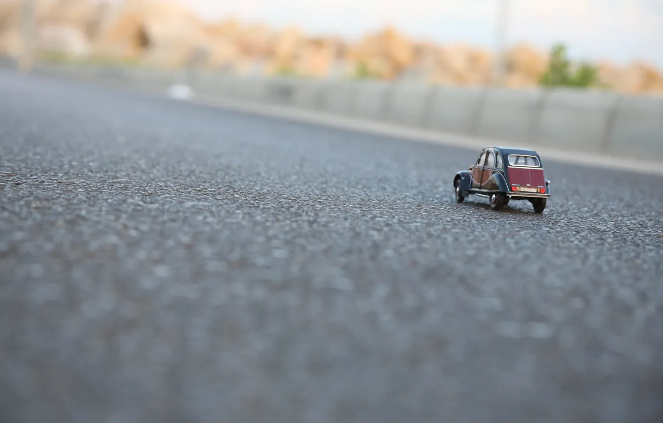 Photo wallpaper car, toy, toy, citroen, street, asphalt, model, miniature