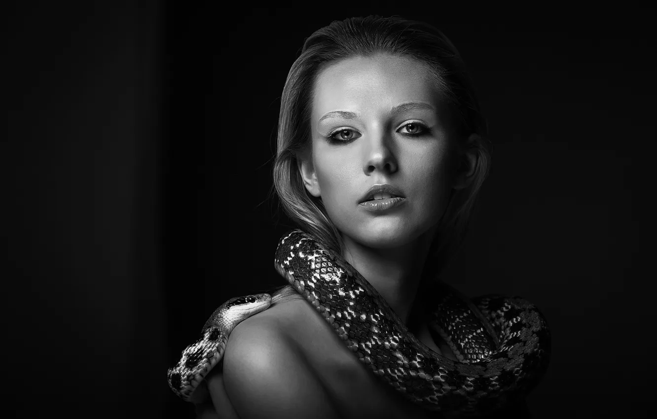 Photo wallpaper portrait, monochrome, Paulina, Liutauras Paskevicius