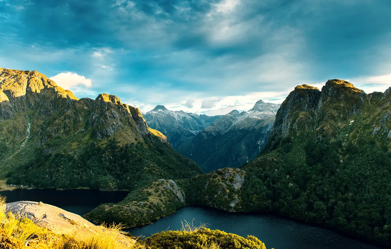 Photo wallpaper mountains, rocks, New Zealand, New Zealand, fjords, Fiordland National Park