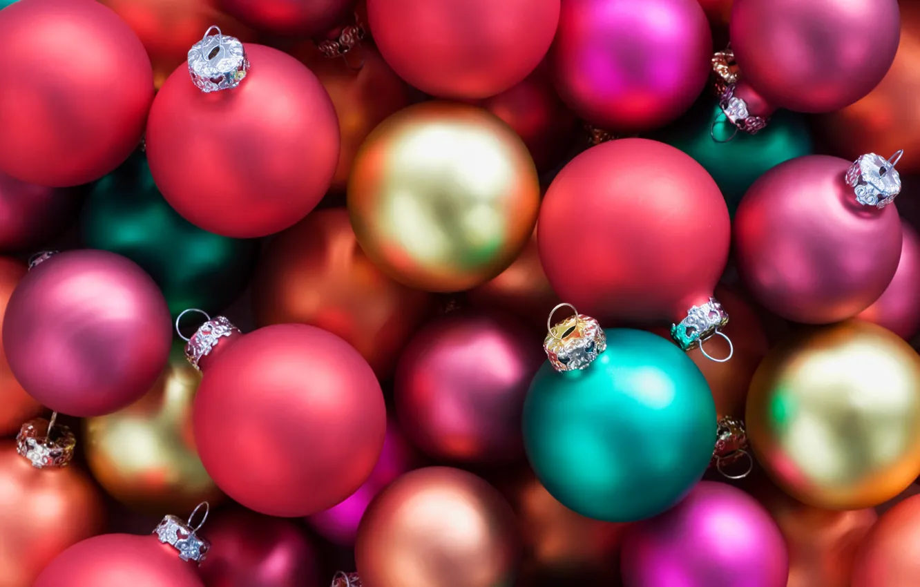 Photo wallpaper glass, color, decoration, lights, balls, Shine, brightness, Christmas decorations