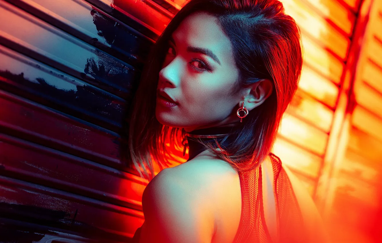 Photo wallpaper look, girl, face, shoulders, Steffie Harner