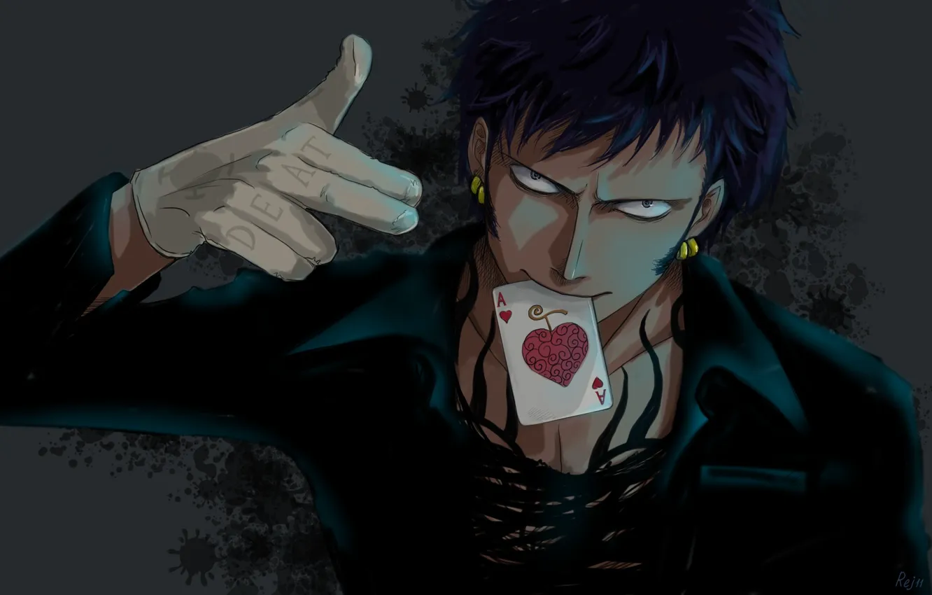 Photo wallpaper look, heart, map, earrings, anime, art, gloves, guy