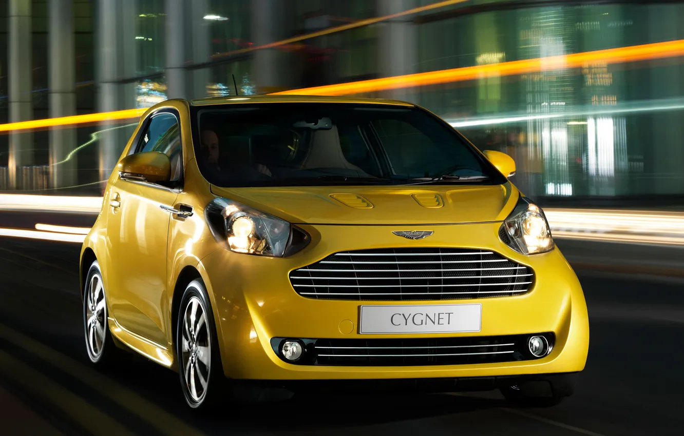 Photo wallpaper yellow, Aston Martin, Aston Martin, the front, Cygnet, runabout, signet