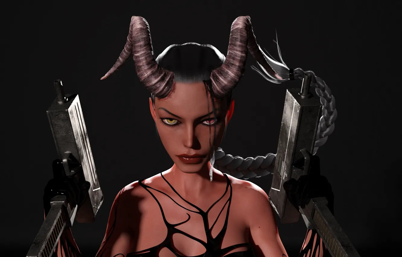 Photo wallpaper look, the demon, horns