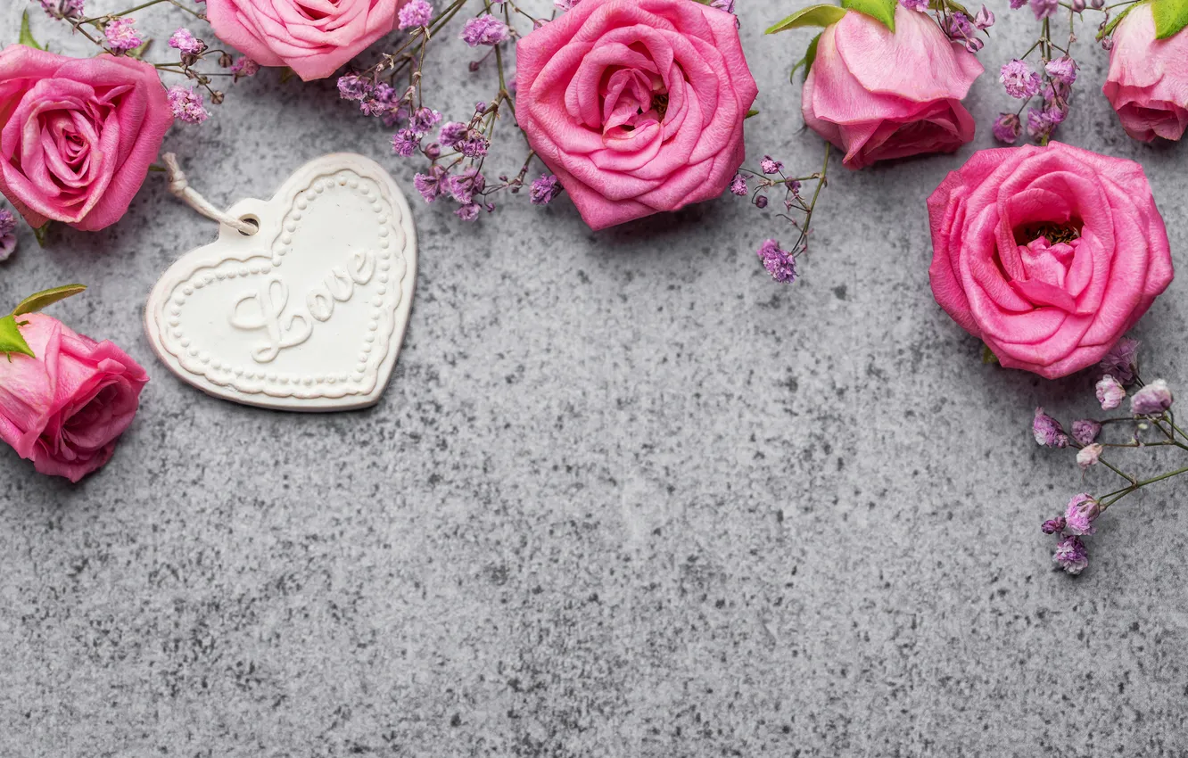 Photo wallpaper love, flowers, gift, romance, heart, roses, love, happy