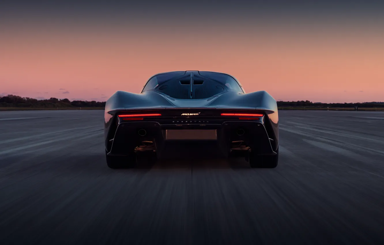 Photo wallpaper McLaren, the evening, supercar, rear view, hypercar, 2019, Speedtail