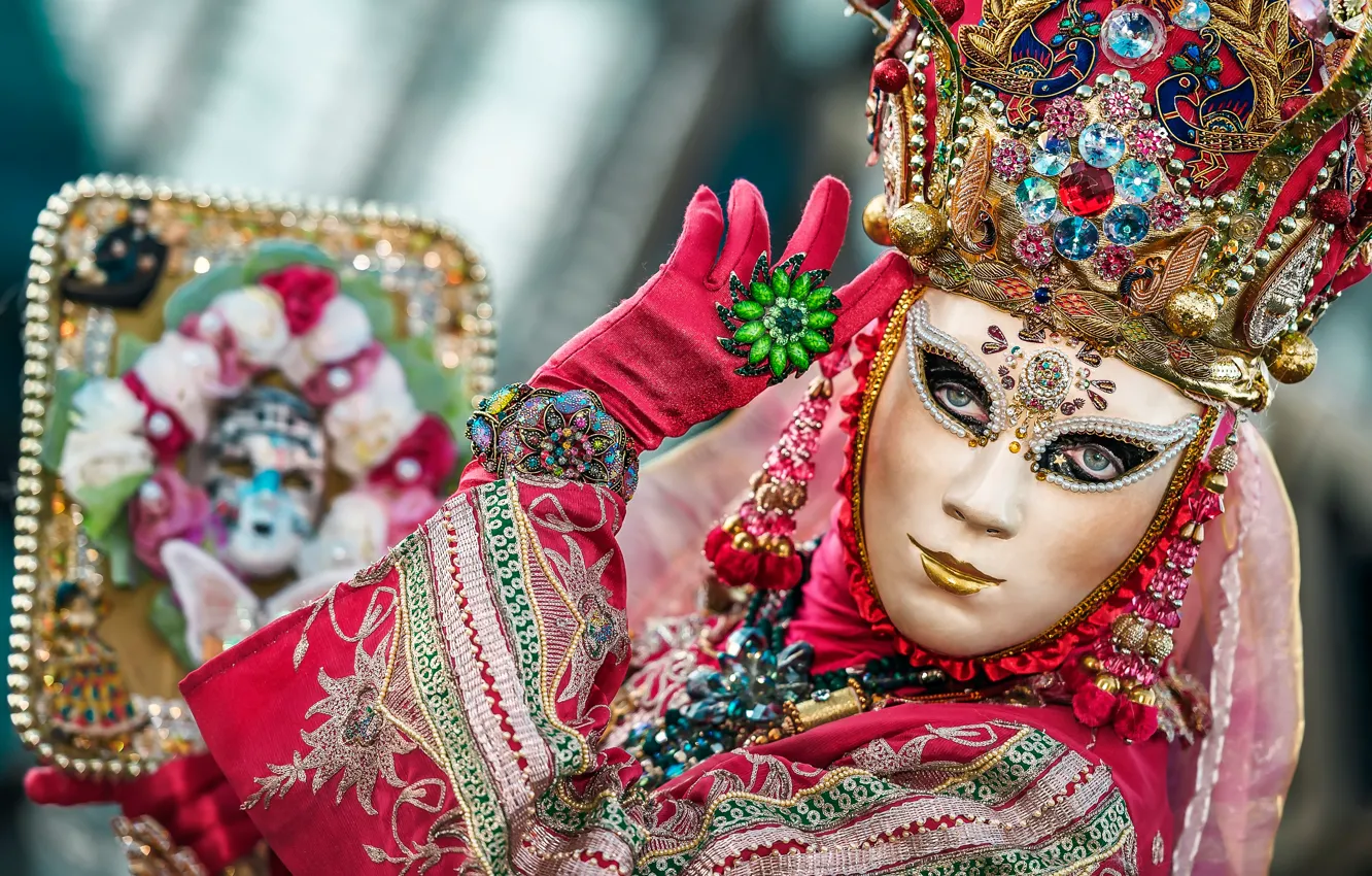 Photo wallpaper style, mask, Italy, costume, Venice, carnival