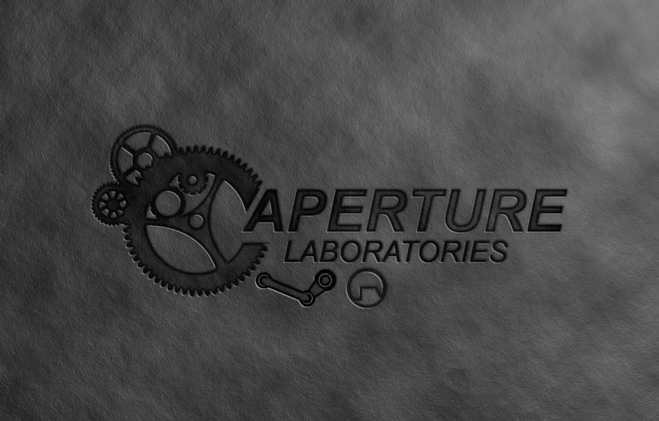Photo wallpaper paint, mechanism, portal, game, grey background, Aperture Laboratories, Steam