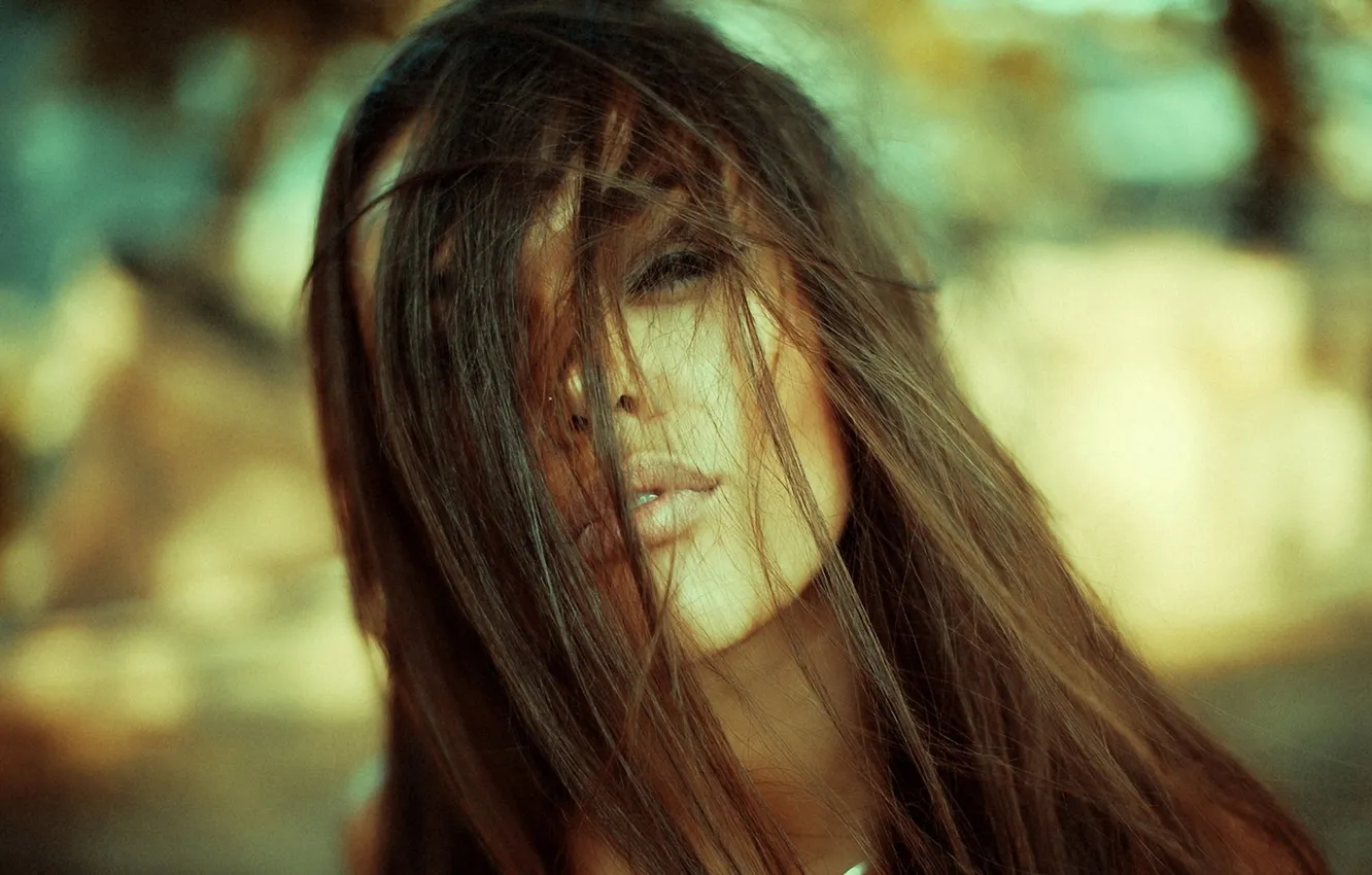 Photo wallpaper look, face, brunette, lips, beautiful, Natali Danish