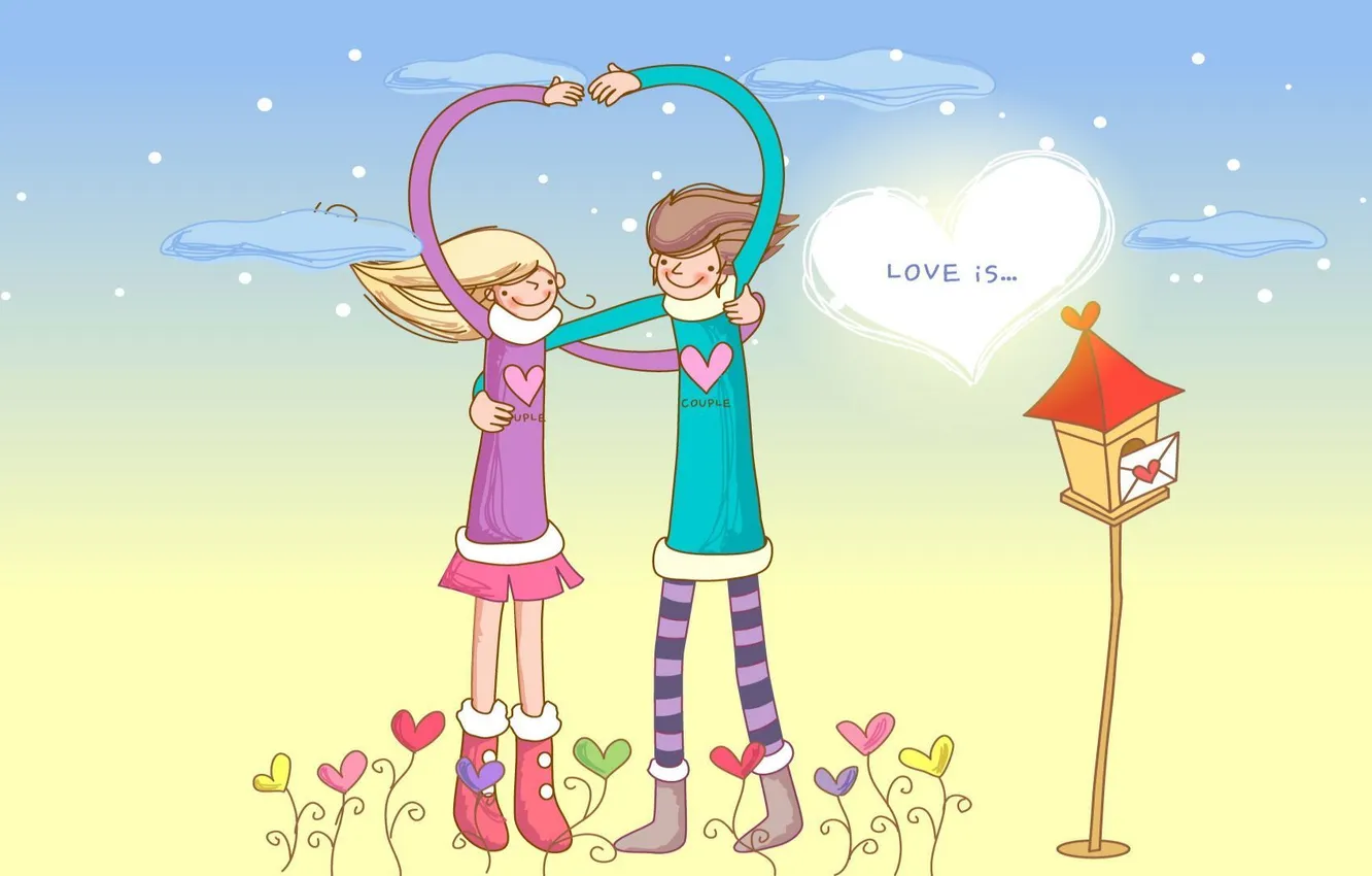 Photo wallpaper heart, hugs, relationship