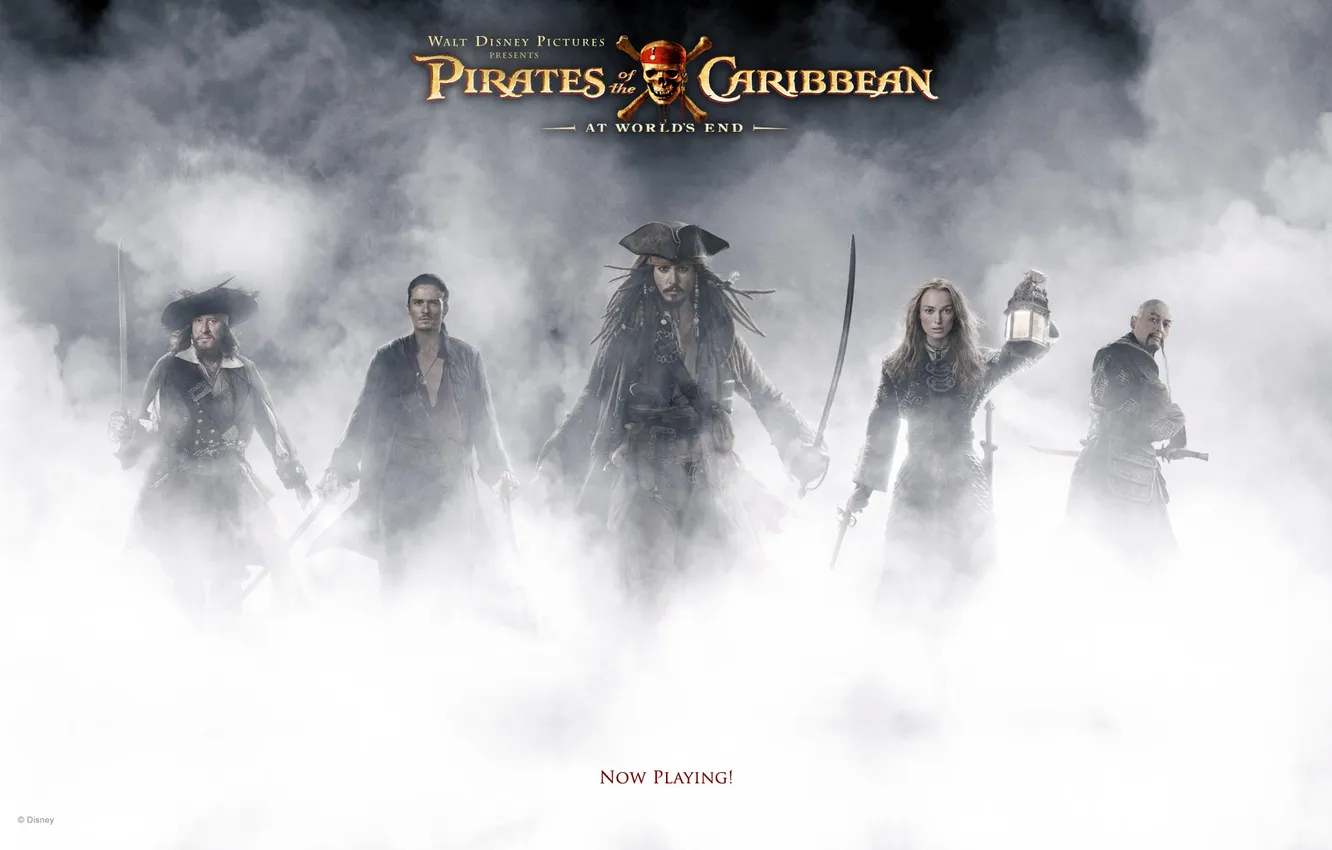 Photo wallpaper fog, Pirates of the Caribbean, Captain Jack Sparrow, Elizabeth, Pirates of the Caribean-At Worlds End, …