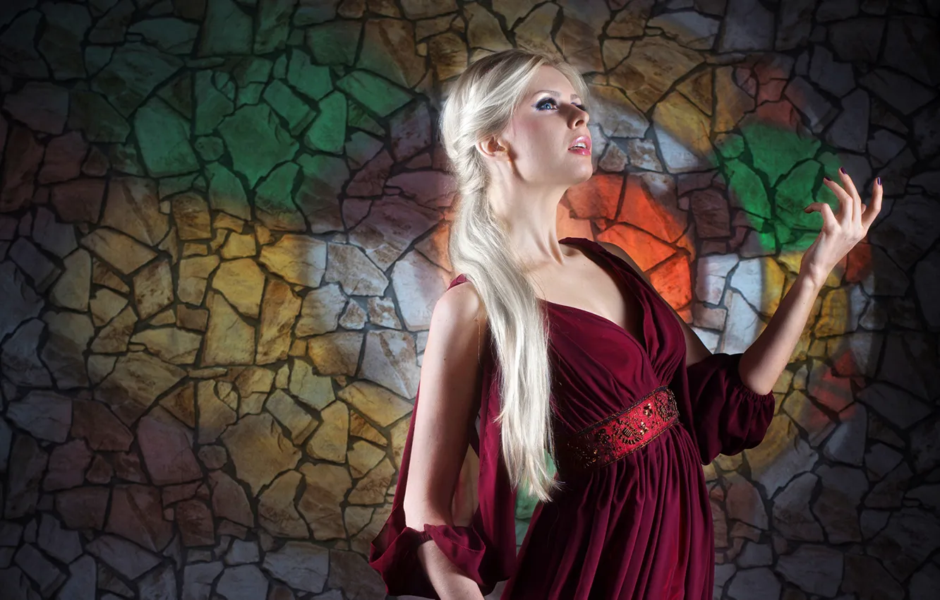 Photo wallpaper look, girl, pose, background, makeup, blonde