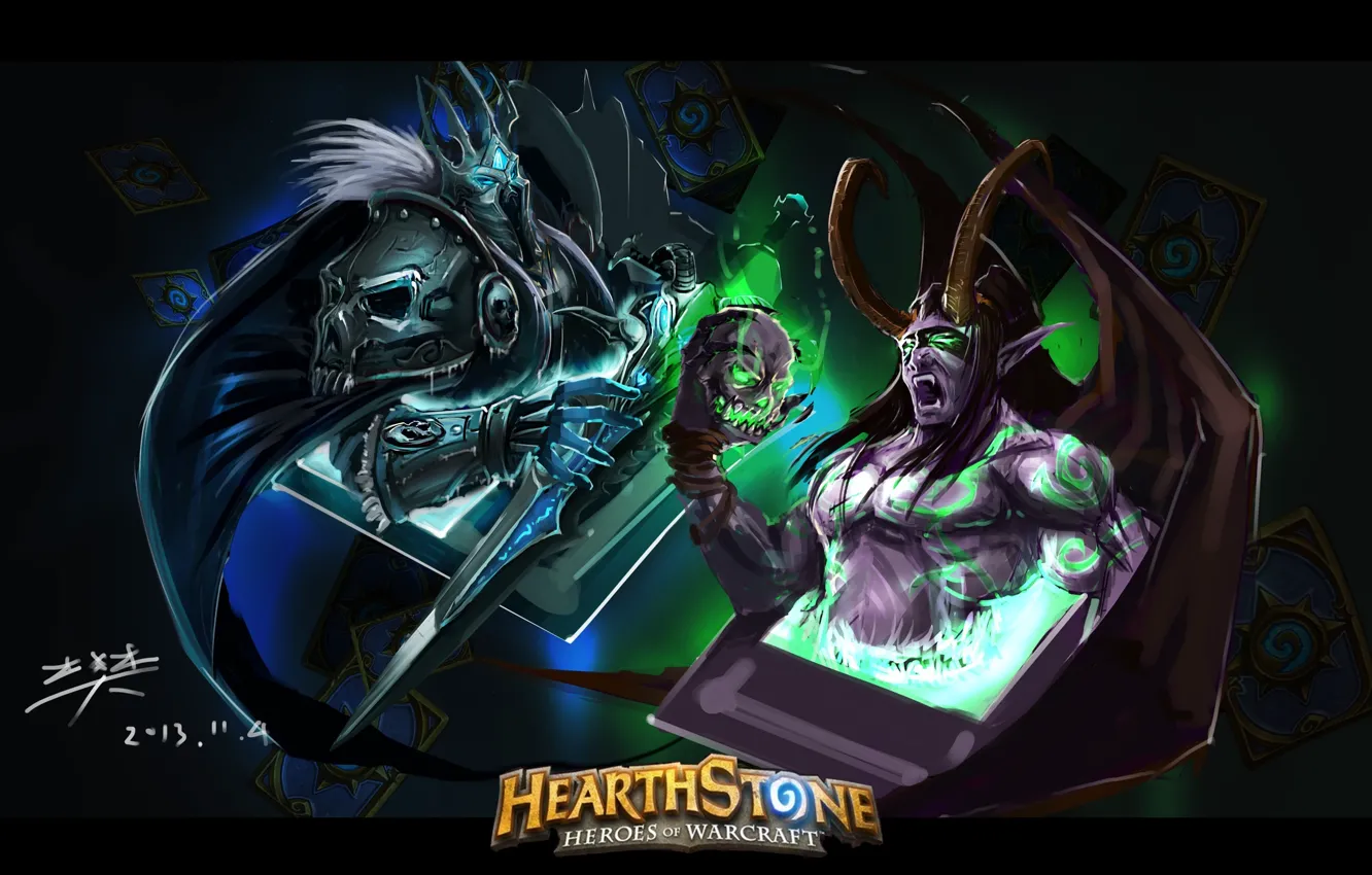 Photo wallpaper map, Illidan, Lich King, Illidan, warcaft, The Lich king, Hearthstone