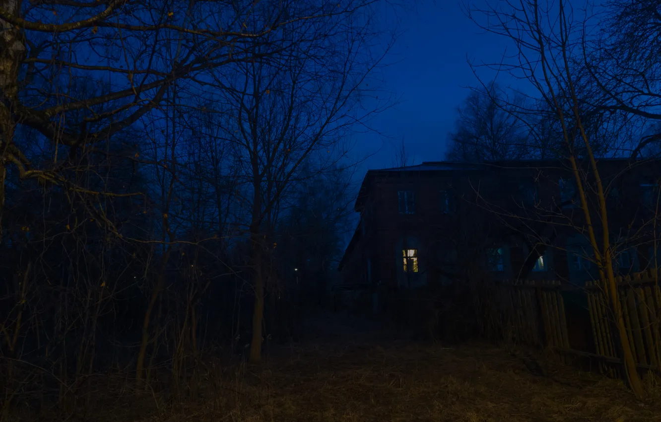 Photo wallpaper the sky, trees, night, building, home, Russia, architecture, Artem
