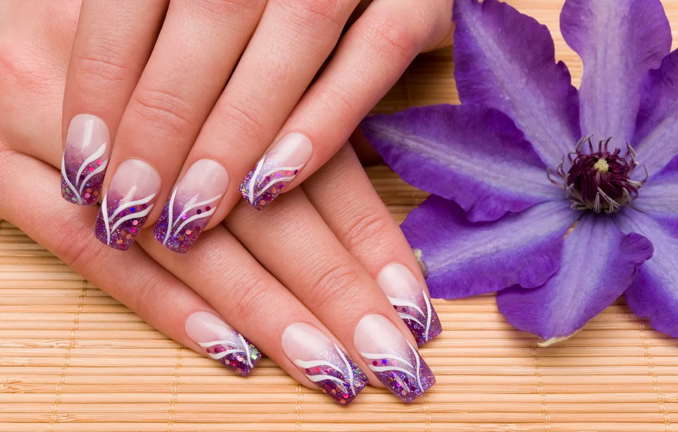 Photo wallpaper flower, hands, manicure