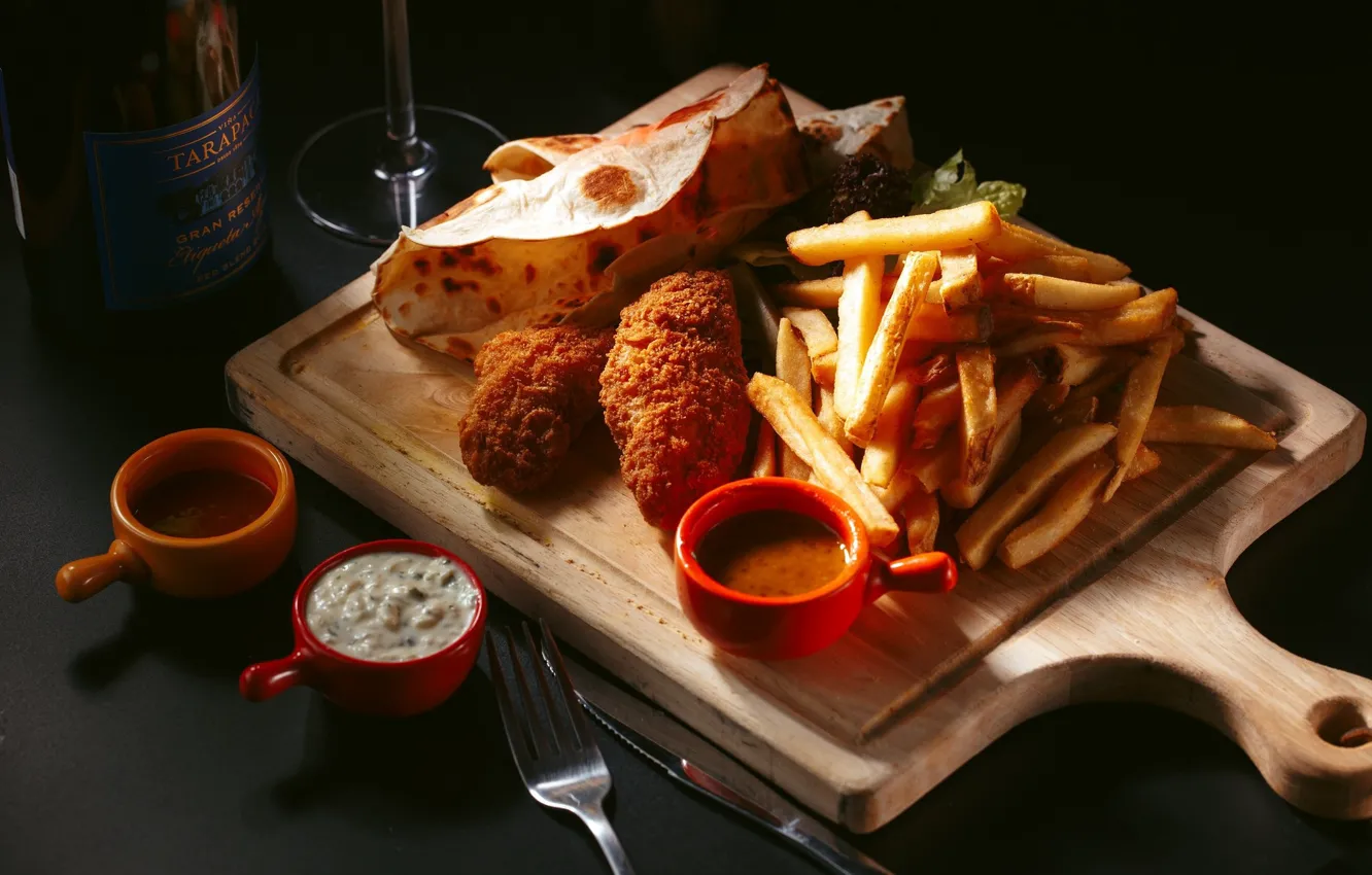 Photo wallpaper food, sauce, French fries