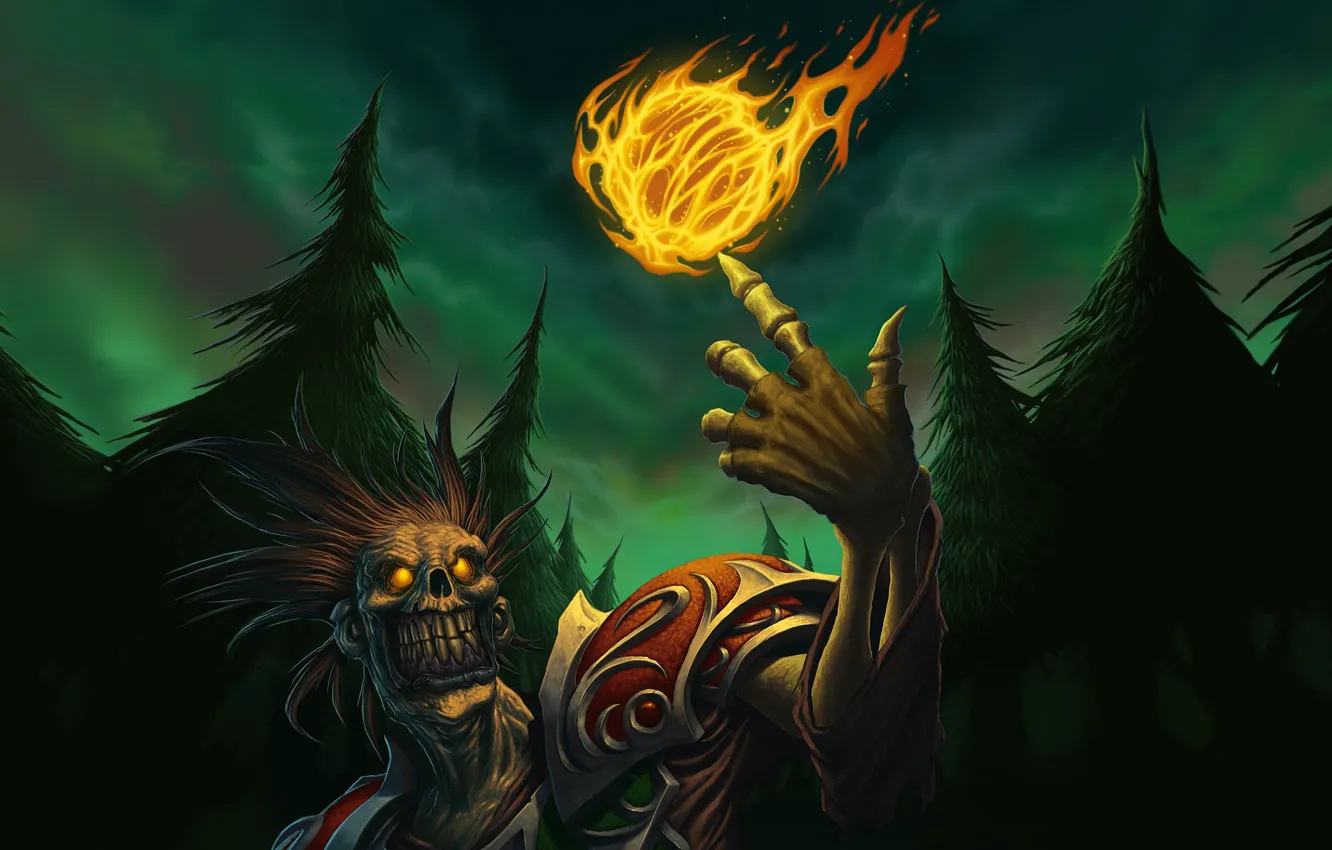 Photo wallpaper World of Warcraft, undead, fireball, wow