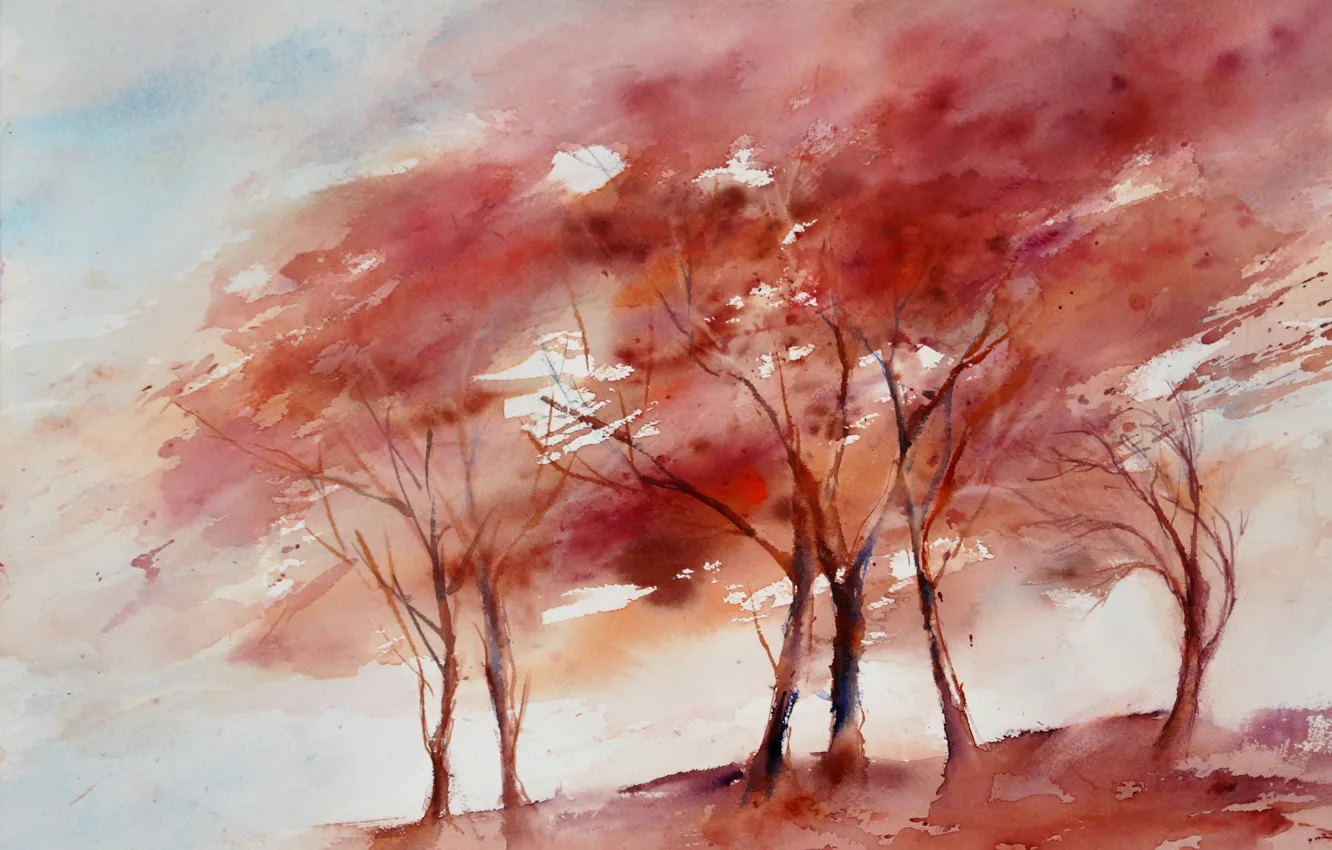 Photo wallpaper nature, picture, watercolor