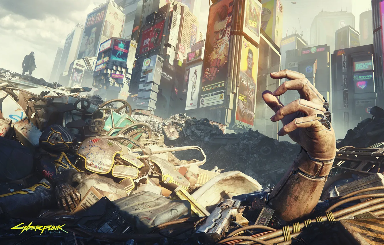 Photo wallpaper the city, dump, cyberpunk, Cyberpunk 2077