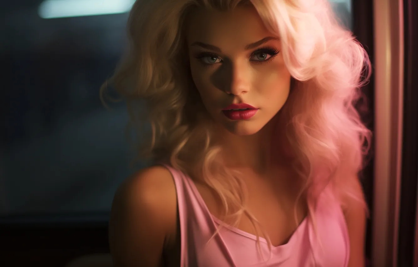 Photo wallpaper look, girl, light, eyelashes, style, the evening, makeup, Mike