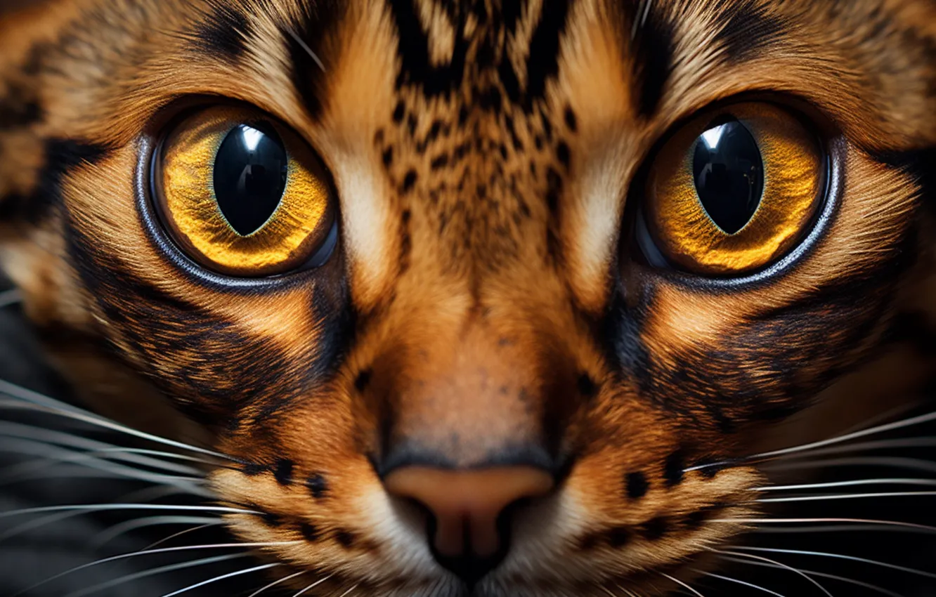 Photo wallpaper cat, cat, face, close-up, portrait, red, striped, spotted