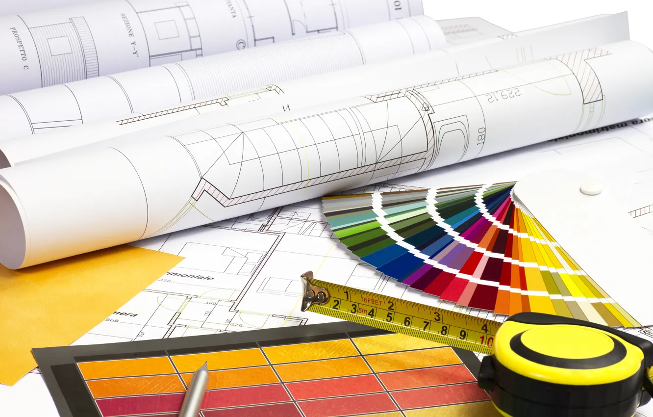 Photo wallpaper architecture, drawings, the project, centimeter