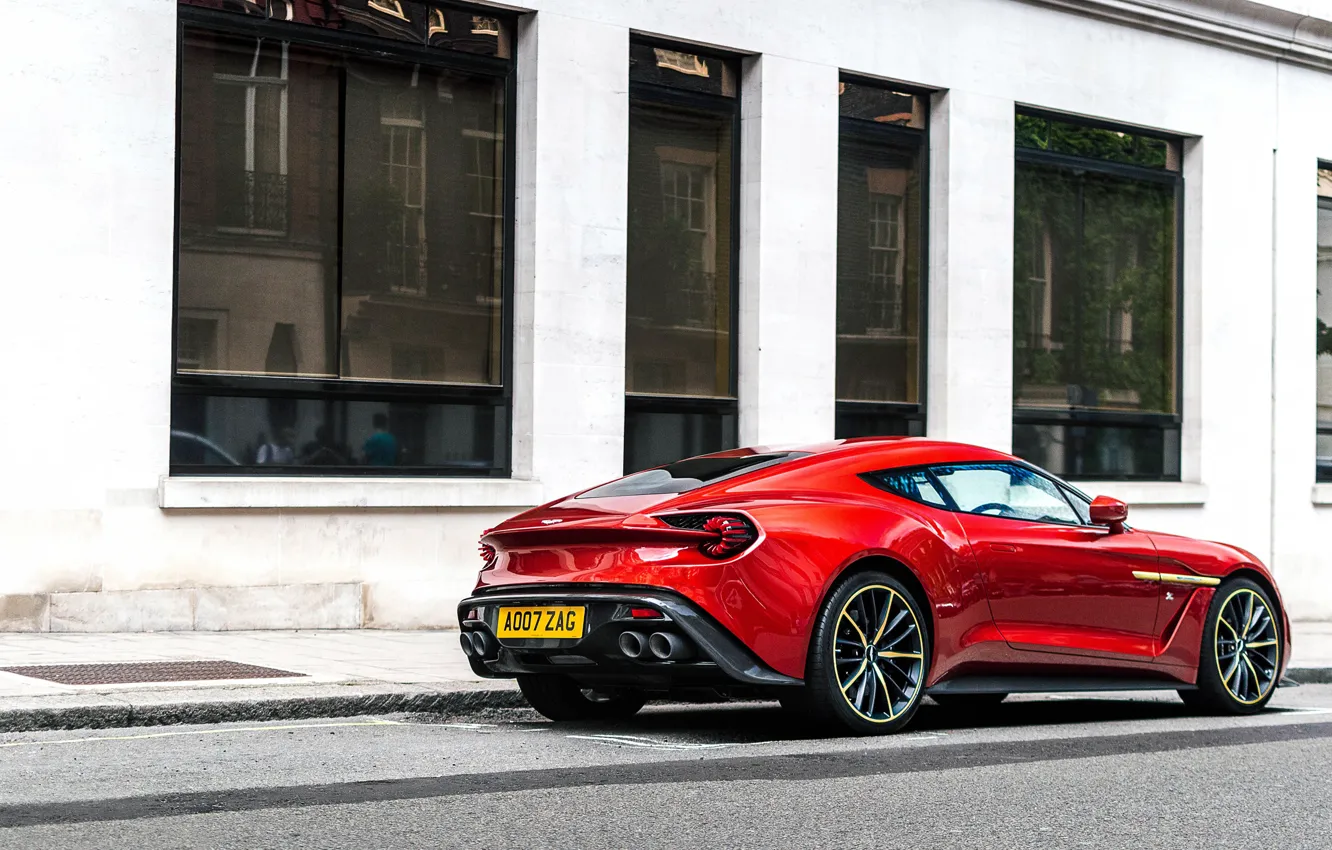 Photo wallpaper red, sports car, Aston Martin Vanquish Zagato, Gran Turismо