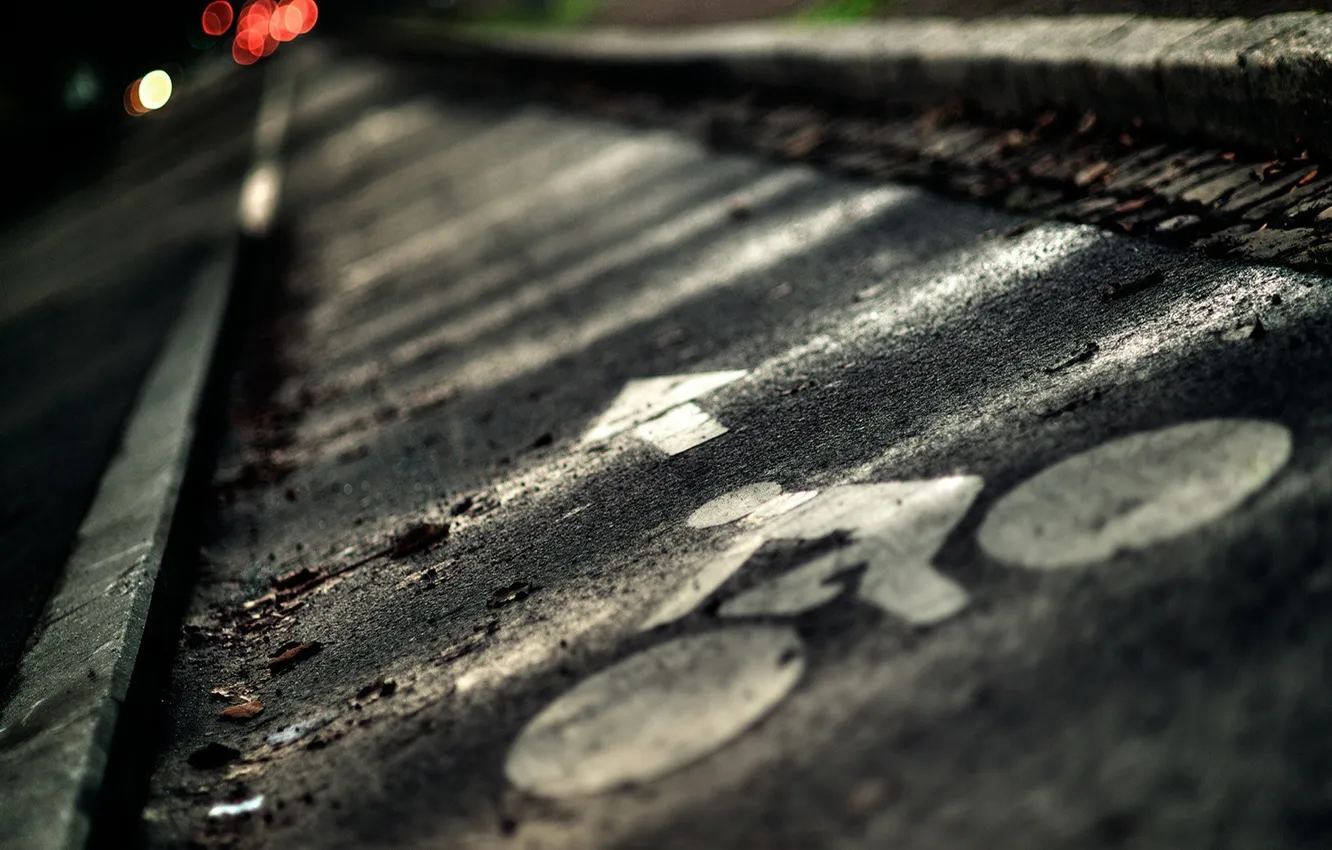 Photo wallpaper sign, street, border, Bike path