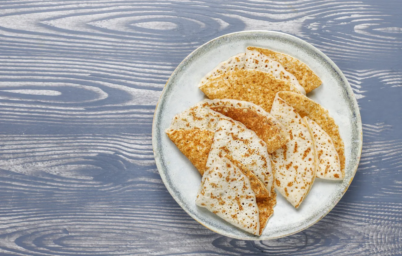 Photo wallpaper Board, plate, pancakes, pancakes