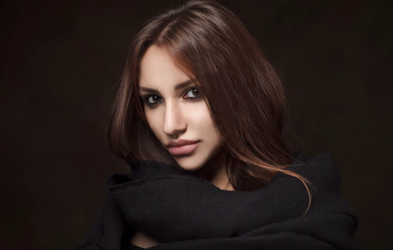Photo wallpaper look, face, background, clothing, portrait, makeup, brunette, light