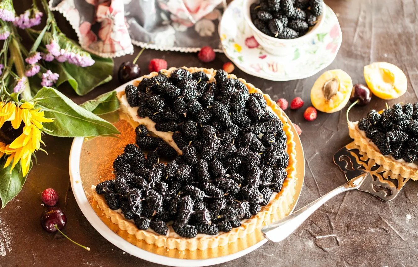 Photo wallpaper berries, pie, fruit, cakes, filling