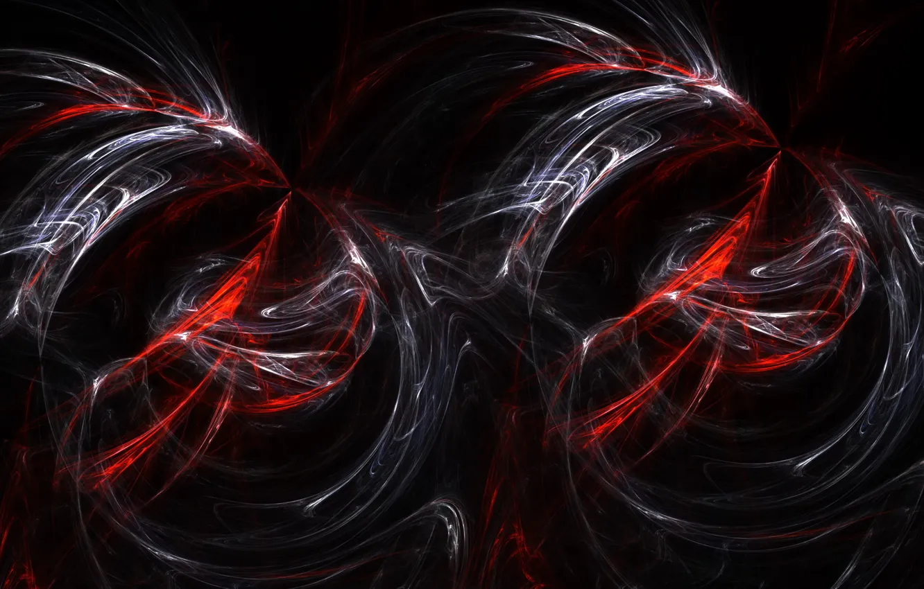 Photo wallpaper rays, circles, red, white, black background, Duo