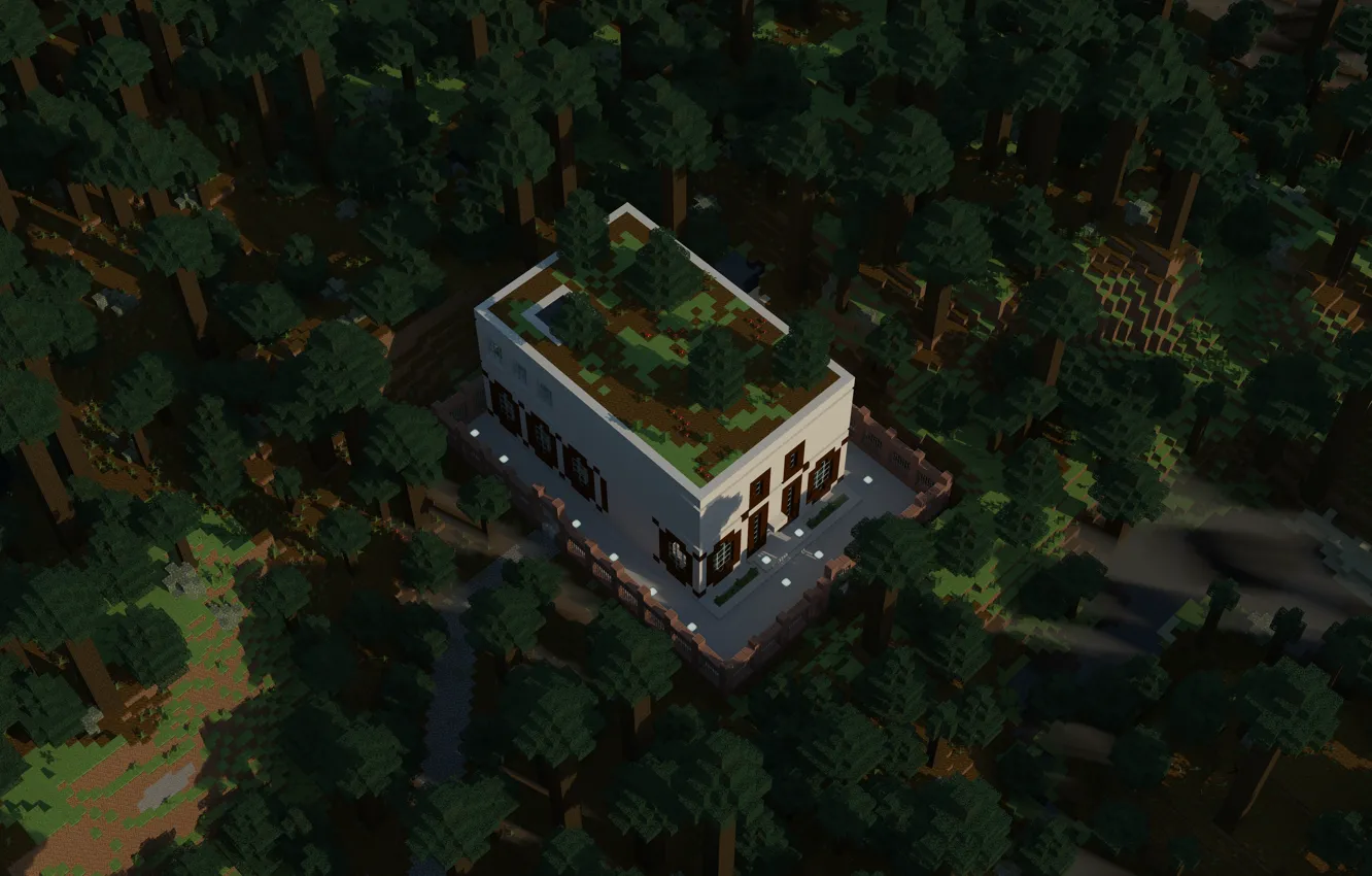 Photo wallpaper forest, minecraft, Golden autumn, Taiga, CUBE HOUSE