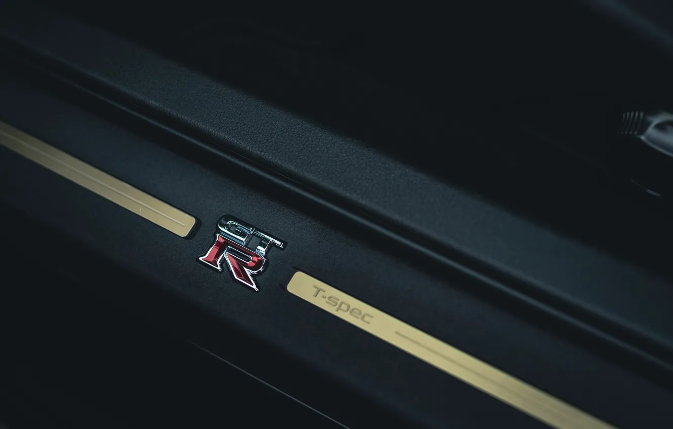 Photo wallpaper logo, Nissan, GT-R, R35, badge, 2022, Nissan GT-R Premium Edition T-spec