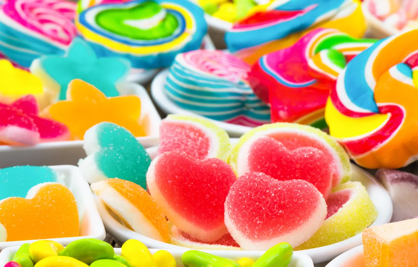 Photo wallpaper hearts, sweets, slices, hearts, marmalade, sweets, slices, marmalade