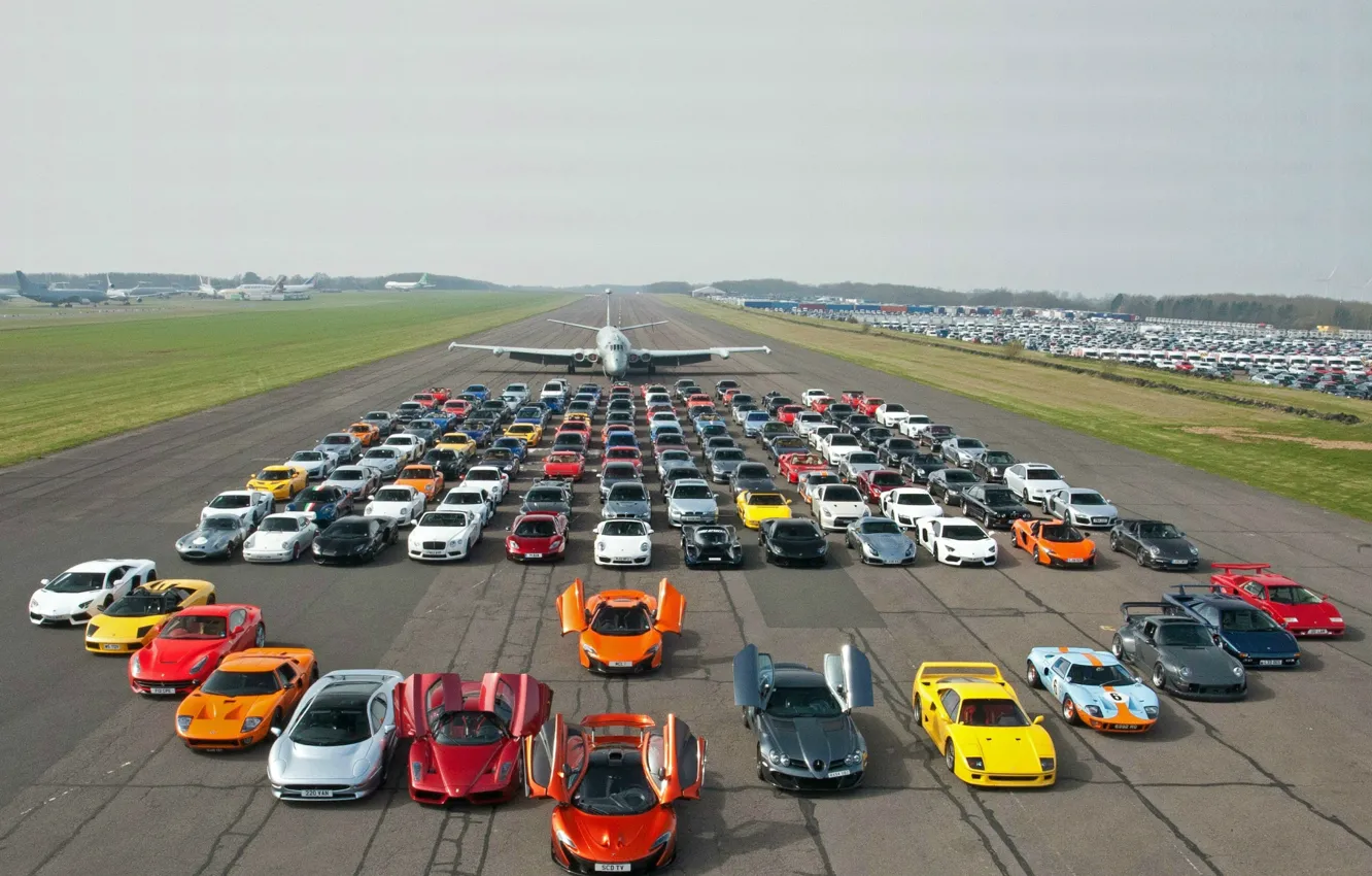 Photo wallpaper road, the plane, supercars