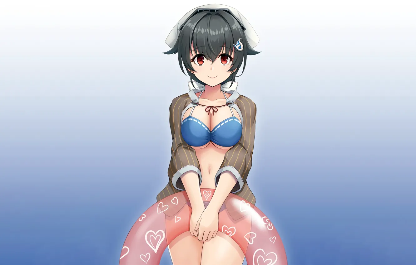 Photo wallpaper girl, sexy, boobs, anime, beautiful, pretty, brunette, erotic