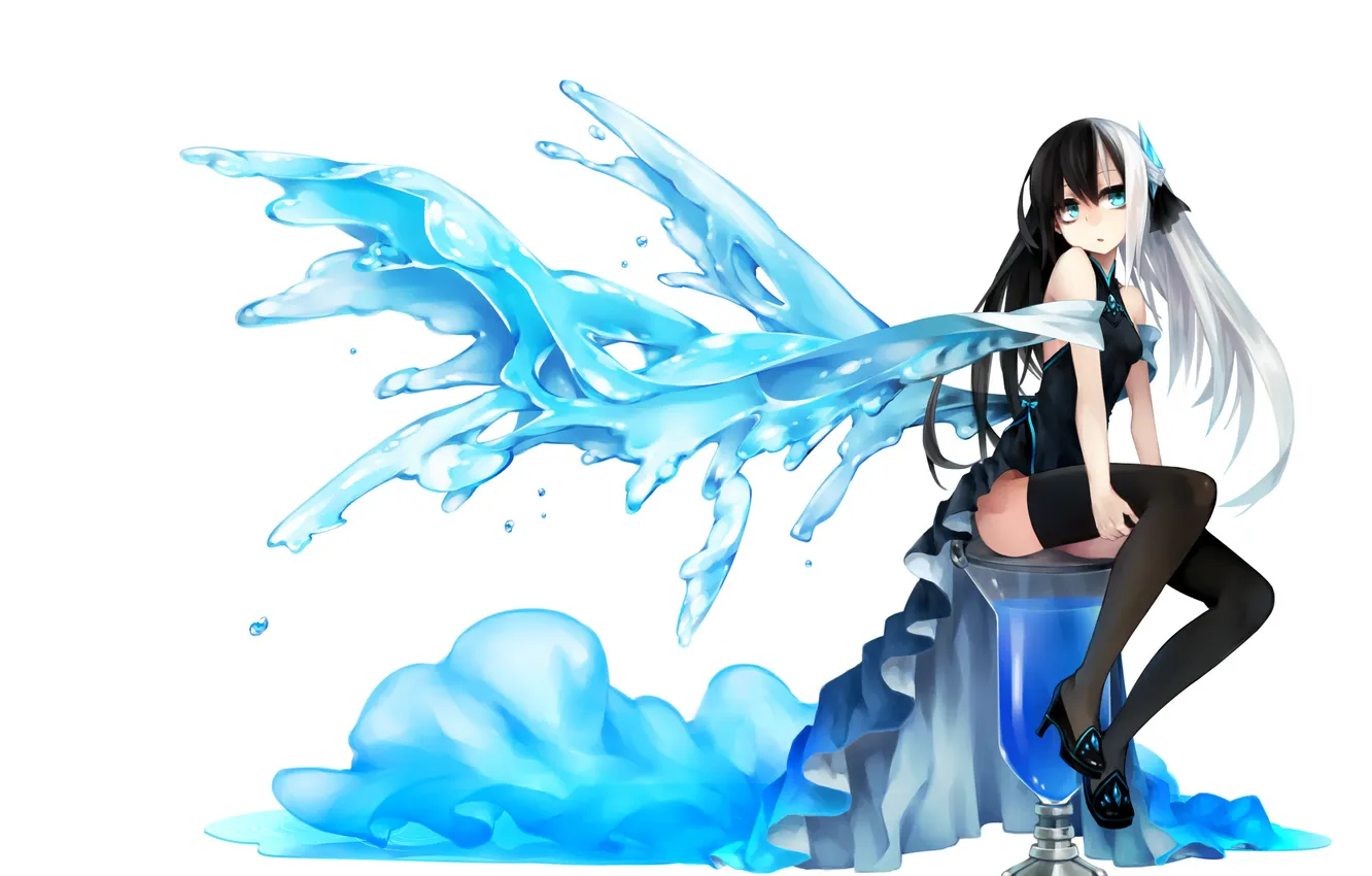 Photo wallpaper water, girl, glass, anime, scarf, art, kaida michi, norah bright