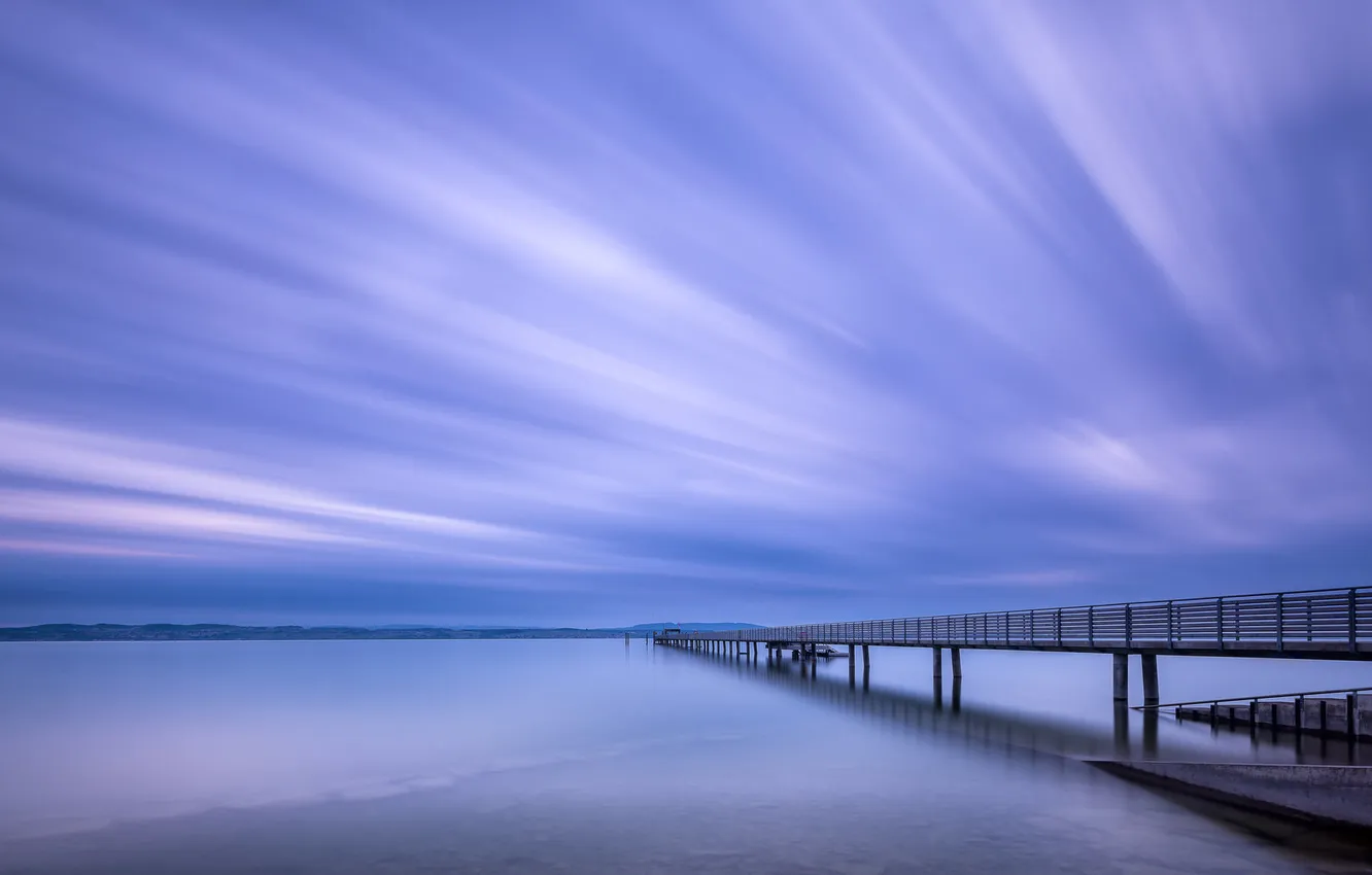 Photo wallpaper sea, the sky, clouds, the evening, tide, pierce