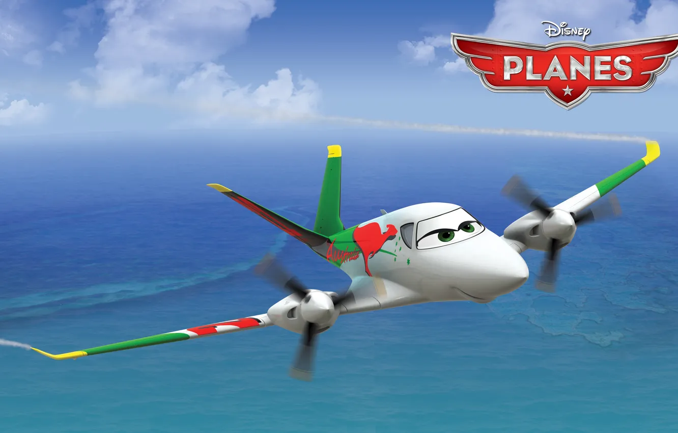 Photo wallpaper sea, the sky, cartoon, wings, adventure, rally, wings, Walt Disney