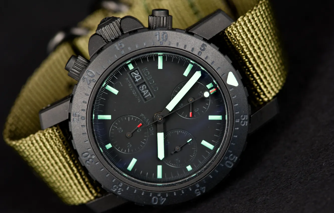 Photo wallpaper watch, wrist, Kobold Phantom, Black Ops Chronograph