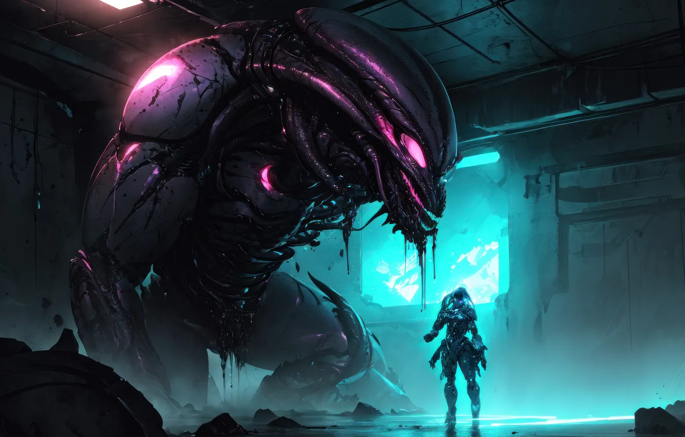 Photo wallpaper fiction, robot, monster