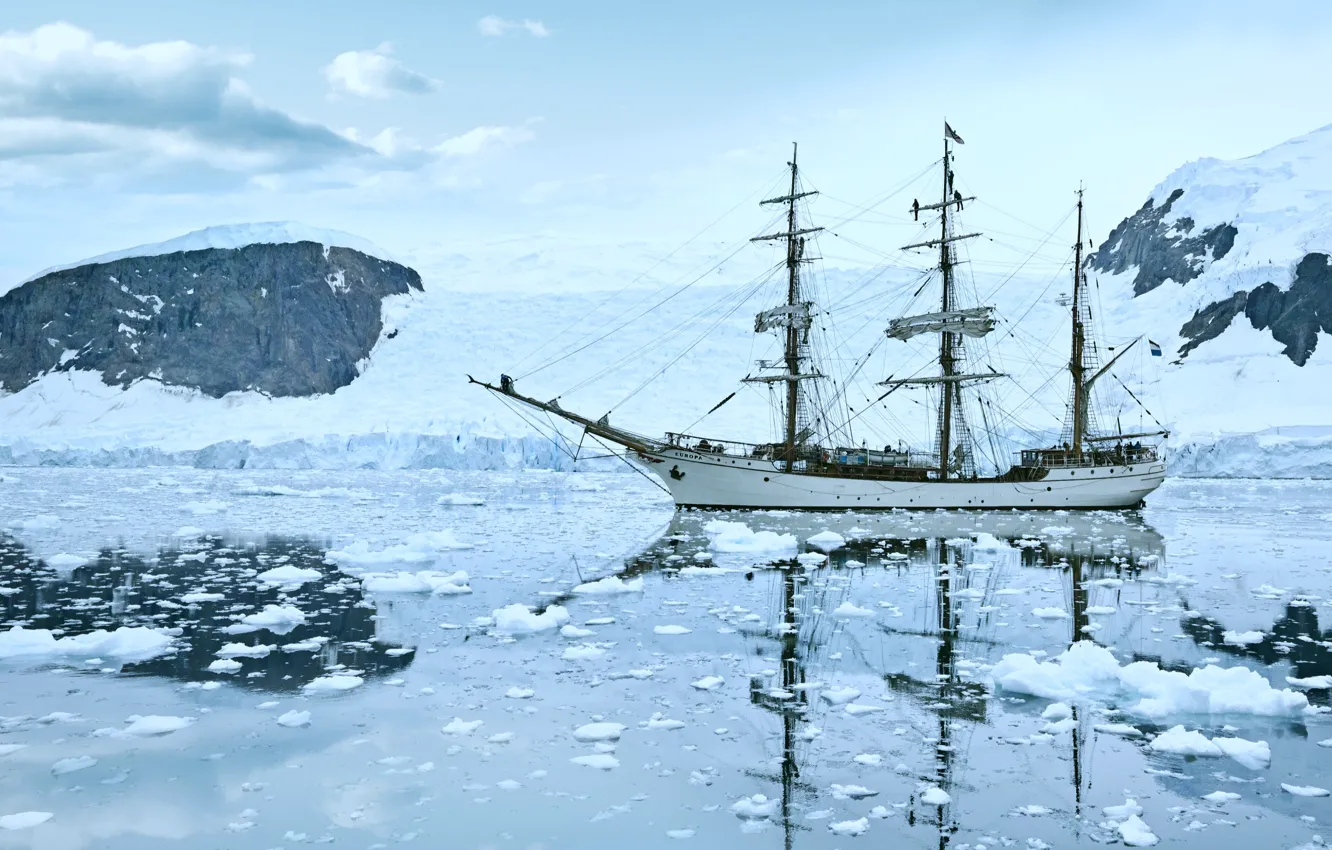 Photo wallpaper ship, Antarctica, Europa, sailing, bark