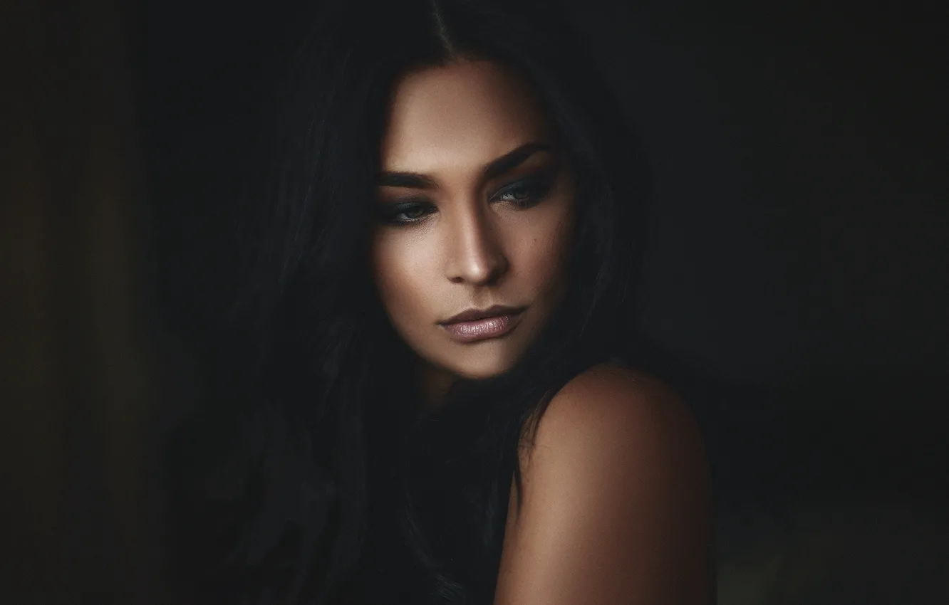 Photo wallpaper girl, green eyes, photo, photographer, model, bokeh, lips, face