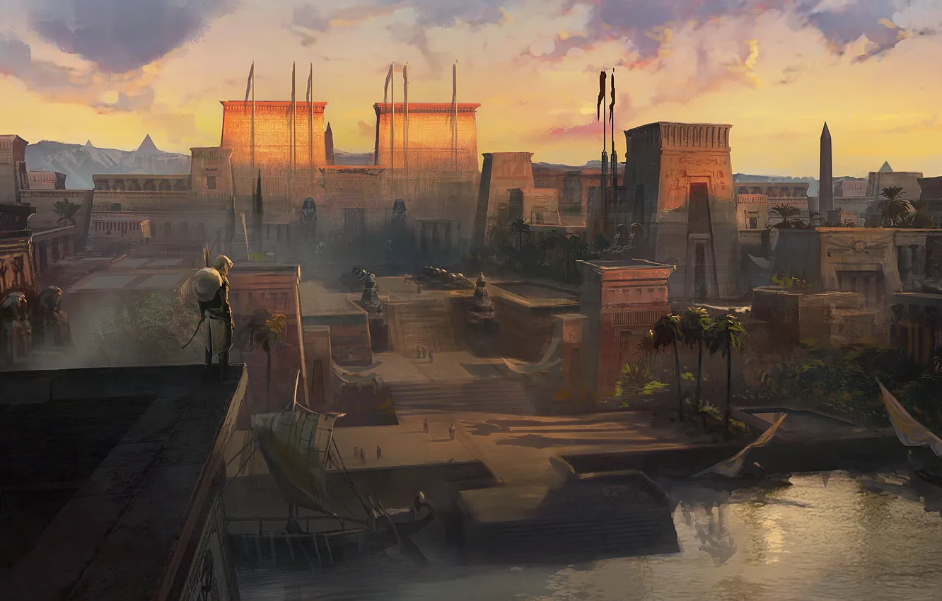 Photo wallpaper the city, Egypt, assassin, Assassin's creed origin