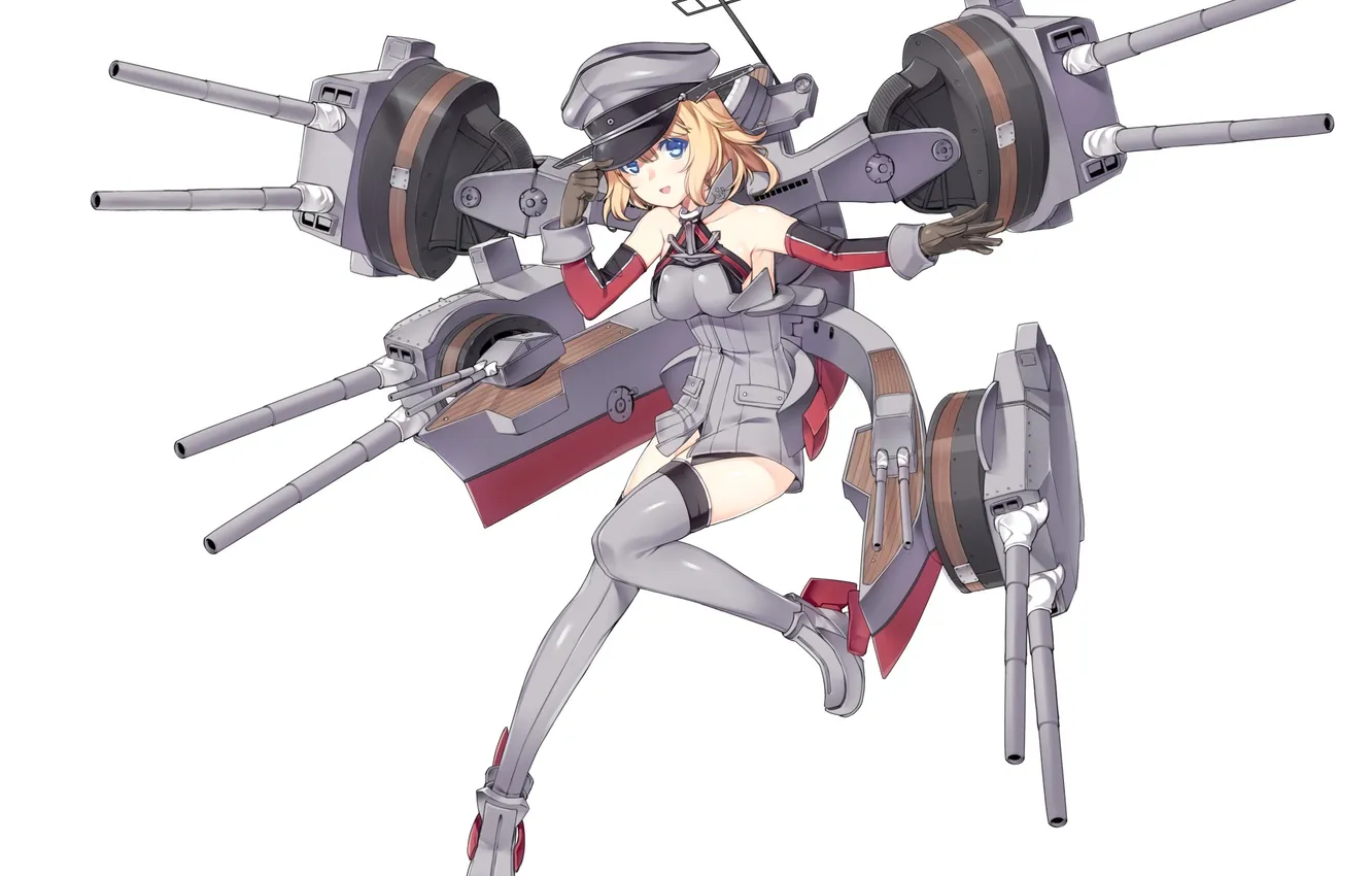 Photo wallpaper look, girl, smile, weapons, background, gesture, art, Bismarck