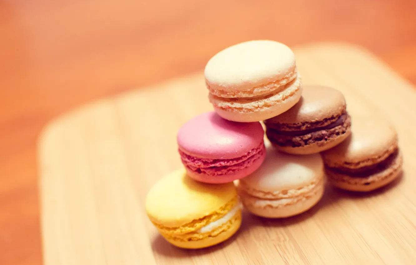 Photo wallpaper Board, cookies, sweets, dessert, sweet, cuts, macaroon