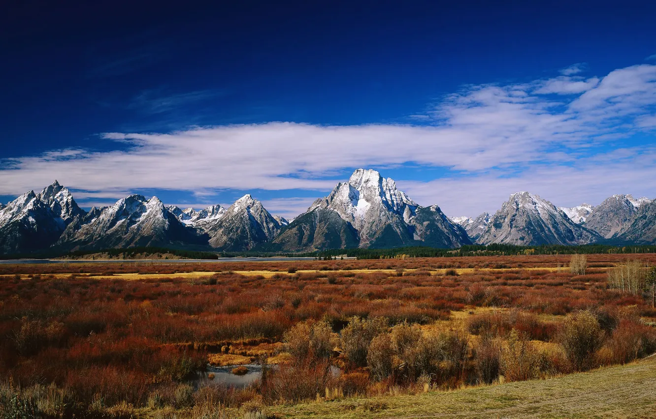 Photo wallpaper field, grass, landscape, mountains, photo, Wallpaper, view, dual monitor