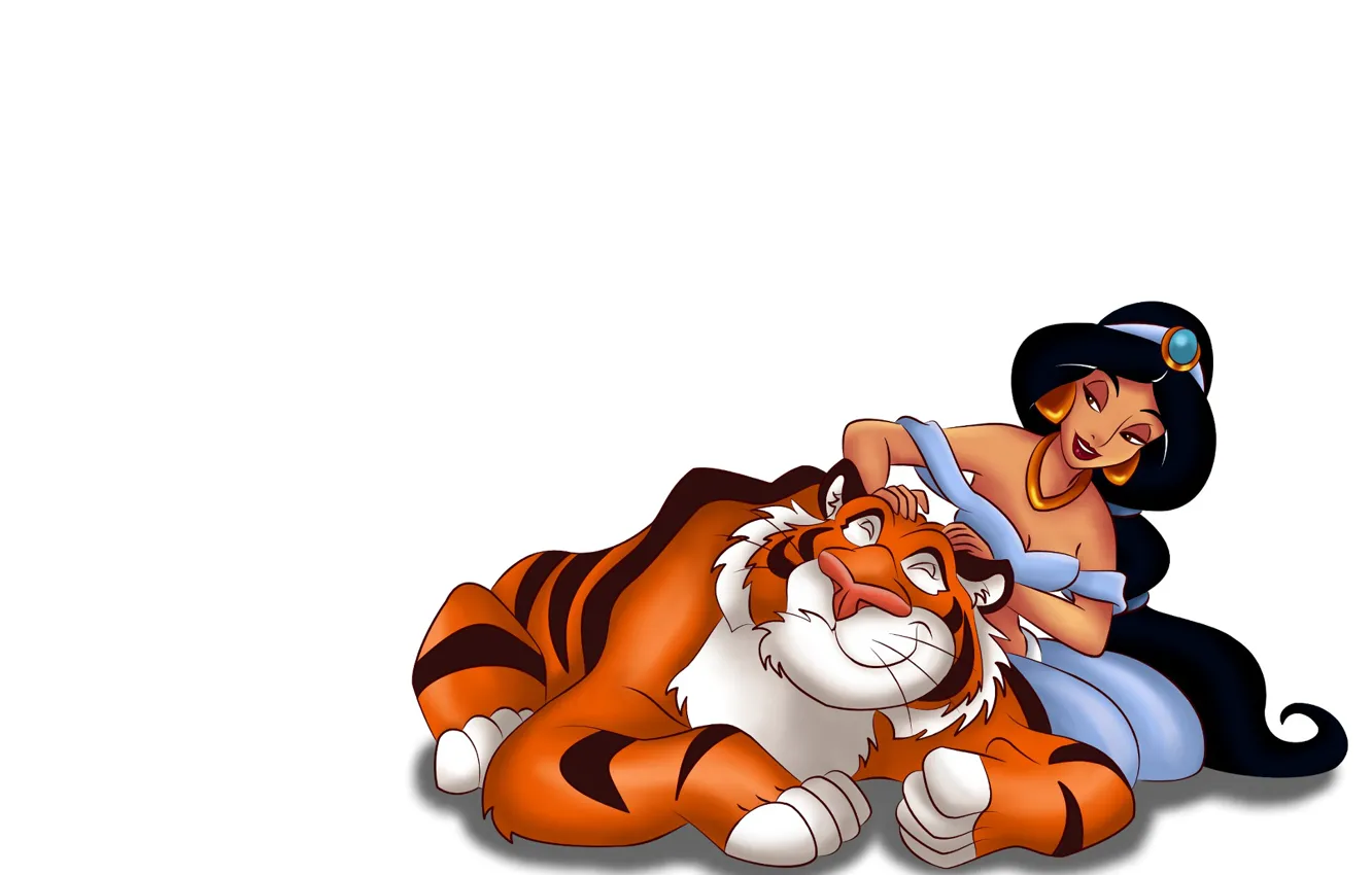Photo wallpaper tiger, background, tale, art, Jasmine, children's, Aladdin, Raja