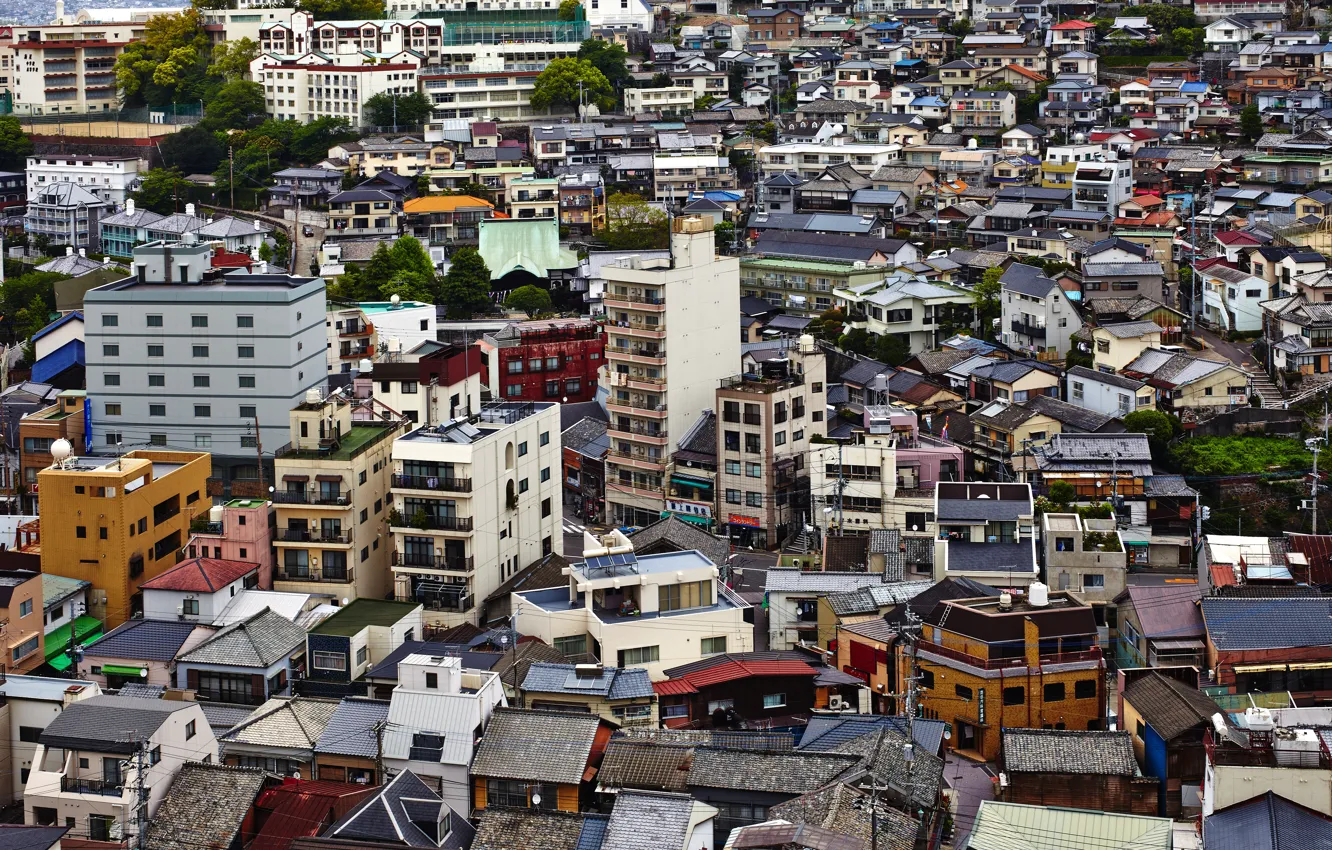 Photo wallpaper landscape, the city, street, home, Japan, Nagasaki